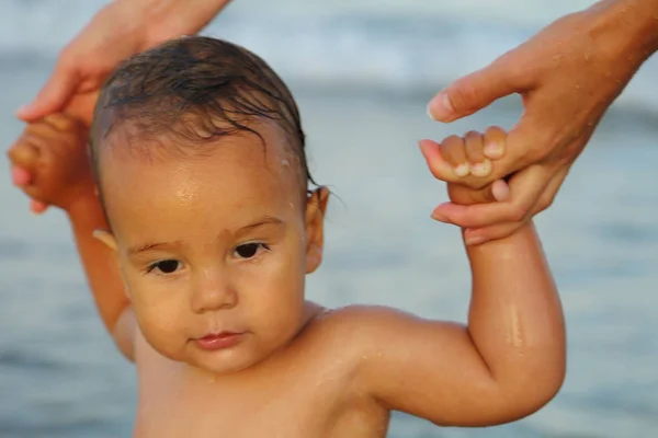 Baby Boy Outdoor Summer Portrait Seacost — Stock Photo, Image