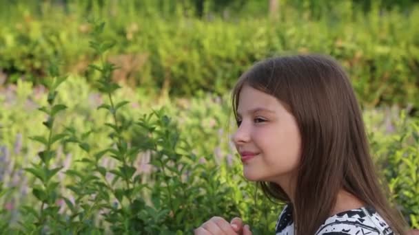 Menina Adolescente Bonita Está Parque — Vídeo de Stock