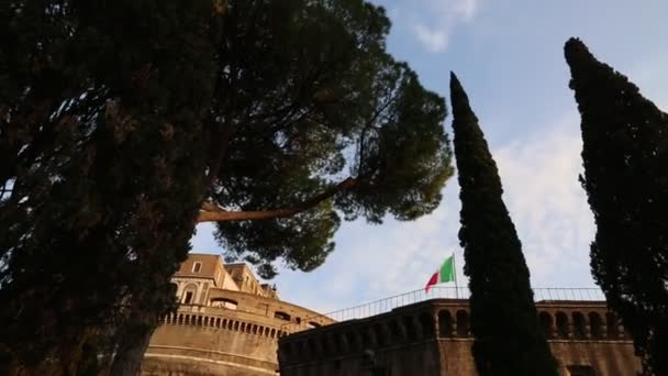 Bandeira Nacional Italiana Roma Itália — Vídeo de Stock