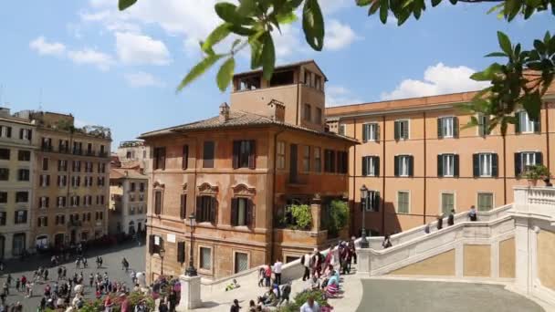 Rzym Włochy Kwietnia 2019 Schody Hiszpańskie Piazza Spagna Trinita Dei — Wideo stockowe