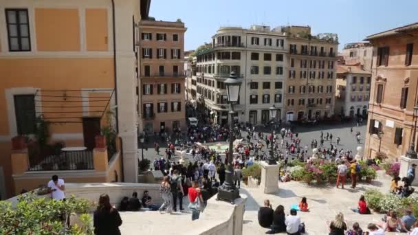 Rome Italië April 2019 Spaanse Trappen Piazza Spagna Trinita Dei — Stockvideo