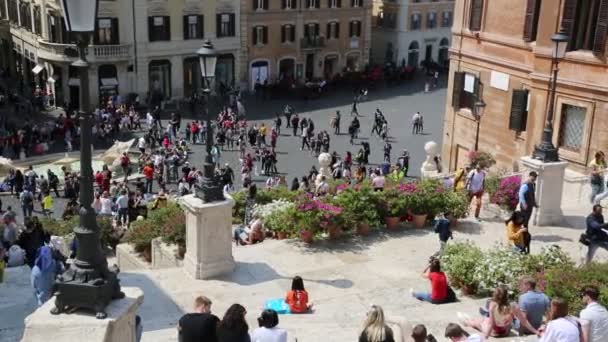 Roma Italia Abril 2019 Plaza España Piazza Spagna Trinita Dei — Vídeos de Stock