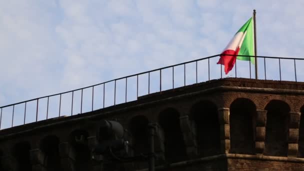 Włoska Flaga Narodowa Rzymu Włochy — Wideo stockowe