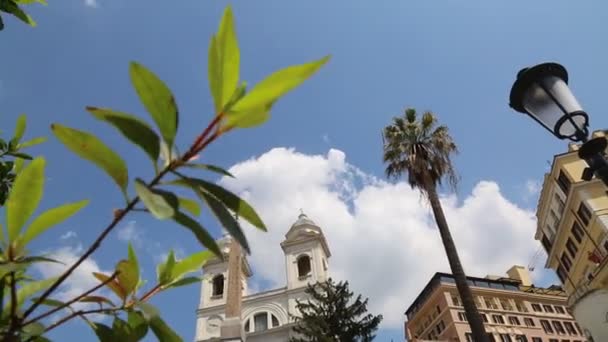 Rom Italien April 2019 Spanska Trappan Piazza Spagna Trinita Dei — Stockvideo