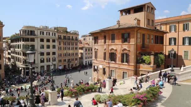 Roma Talya Nisan 2019 Spanyol Merdivenleri Piazza Spagna Trinita Dei — Stok video