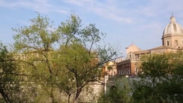 Puesta Sol Verano Con Hermosa Silueta Árboles Edificios Vaticano Roma — Vídeo de stock