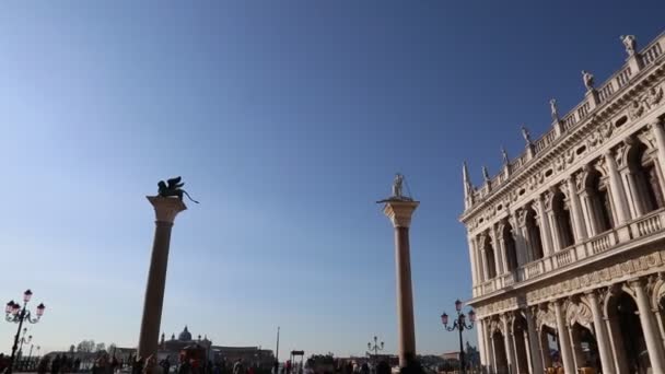Venedig Italien April 2019 Visa Marciana Library Och Campanile Markview — Stockvideo