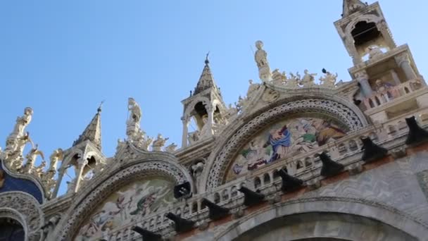 Venedig Italien April 2019 Utsikt Över Markuskyrkan Venedig Italien Katedralen — Stockvideo