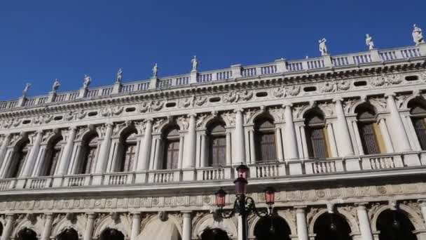 Venedig Italien April 2019 Visa Marciana Library Och Campanile Markview — Stockvideo