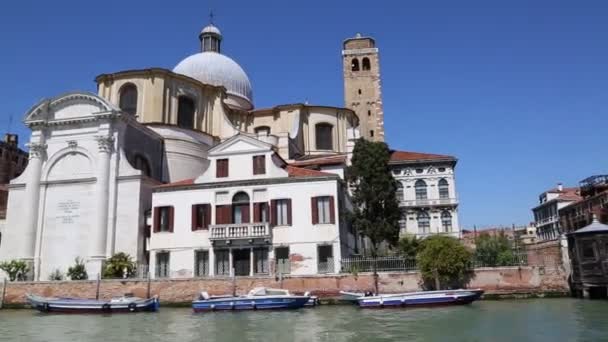 Venetië Italië April 2019 Uitzicht Vanaf Waterbus Vaporetto Canal Boat — Stockvideo