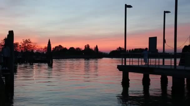 Belo Pôr Sol Ilha Burano Veneto Itália — Vídeo de Stock