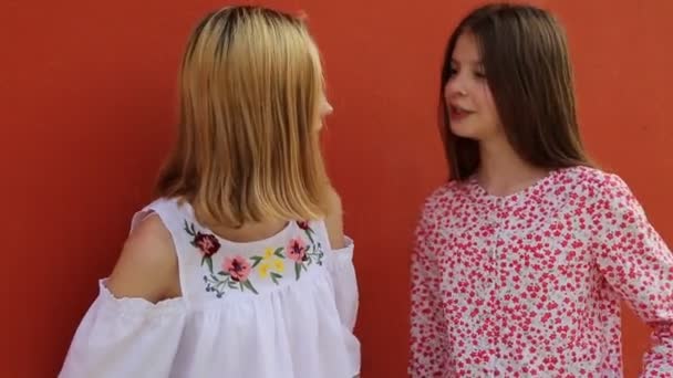 Europeu Adolescente Meninas Estão Conversando Livre Dia Verão Murano Veneto — Vídeo de Stock