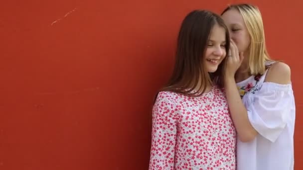 Ευρωπαϊκή Teen Κορίτσια Συνομιλούν Υπαίθρια Θερινή Ημέρα Στο Μουράνο Βένετο — Αρχείο Βίντεο