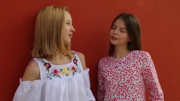 Europeu Adolescente Meninas Estão Conversando Livre Dia Verão Murano Veneto — Vídeo de Stock