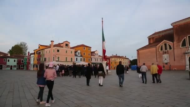 Burano Veneto Itálie Dubna 2019 Barevný Ostrov Burano Při Západu — Stock video