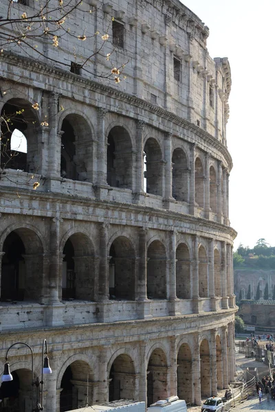 Roma Itália Abril 2019 Detalhes Famoso Amphitheatrum Flavium Conhecido Como — Fotografia de Stock