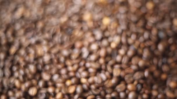 Hnědopečené Kávové Boby Tvoří Směs Arabica Robuststa — Stock video