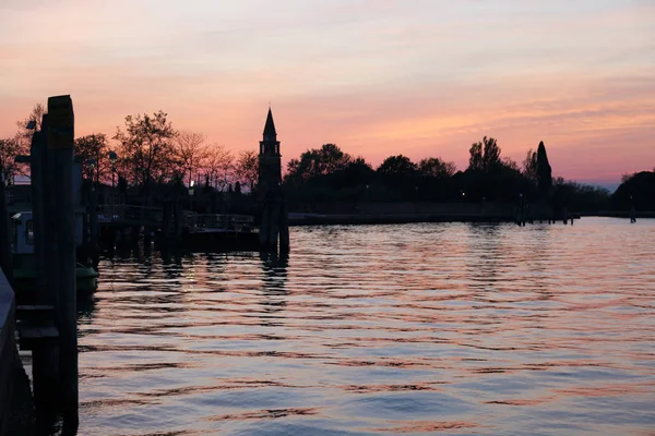 Gyönyörű Naplemente Burano Szigeten Veneto Olaszország — Stock Fotó