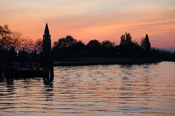 Vacker Solnedgång Burano Island Veneto Italien — Stockfoto