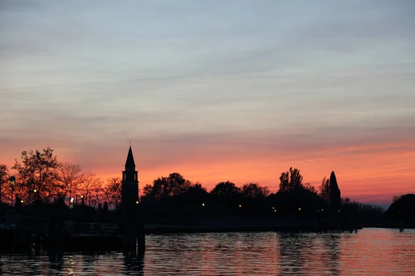 Gyönyörű Naplemente Burano Szigeten Veneto Olaszország — Stock Fotó