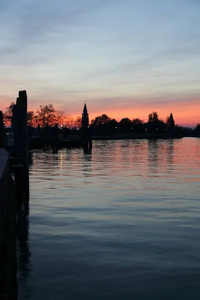 Vacker Solnedgång Burano Island Veneto Italien — Stockfoto