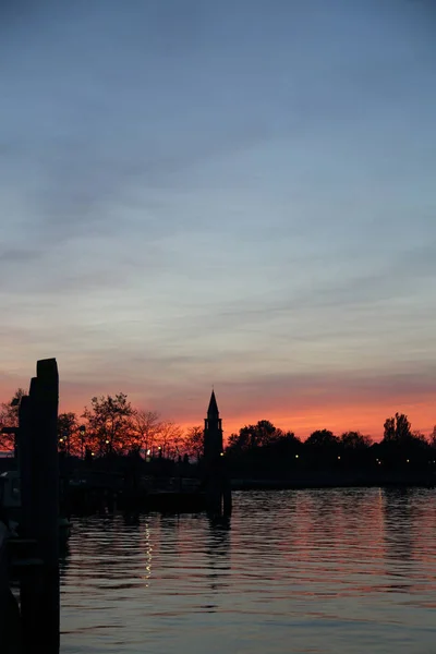 Vacker Solnedgång Burano Island Veneto Italien — Stockfoto