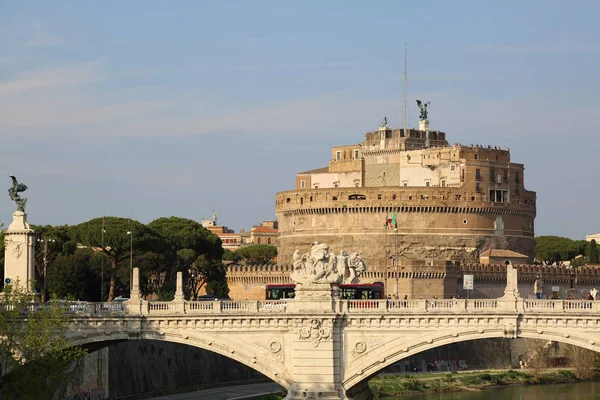 Utsikt Över Det Antika Castel Och Ponte Sant Angelo Rom — Stockfoto