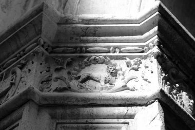 Venedik, İtalya - 20 Nisan 2019: Doge Palace'ın dış detayları (dış).