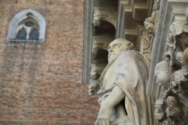 Venedik, İtalya - 20 Nisan 2019: Doge Palace'ın dış detayları (dış).