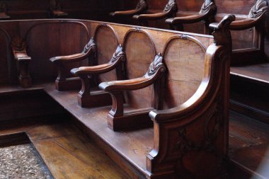 Venedik, Veneto, İtalya - 20 Nisan 2019: Doge Palace'ın iç mekanındaki sanat detayları (Palace Ducale).