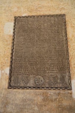 Venedik, Veneto, İtalya - 20 Nisan 2019: Doge Palace'ın iç mekanındaki sanat detayları (Palace Ducale).