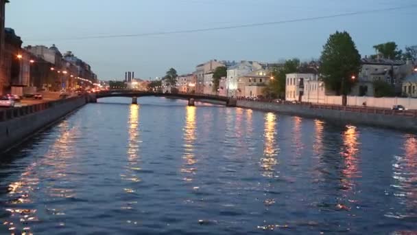 Sankt Petersburg Ryssland Maj 2019 Utsikt Över Floden Neva Nattetid — Stockvideo