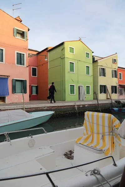 Burano Veneto Italien April 2019 Färgglada Burano Island Vid Solnedgången — Stockfoto