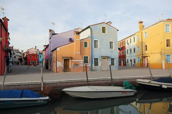 Burano Veneto Italien April 2019 Färgglada Burano Island Vid Solnedgången — Stockfoto