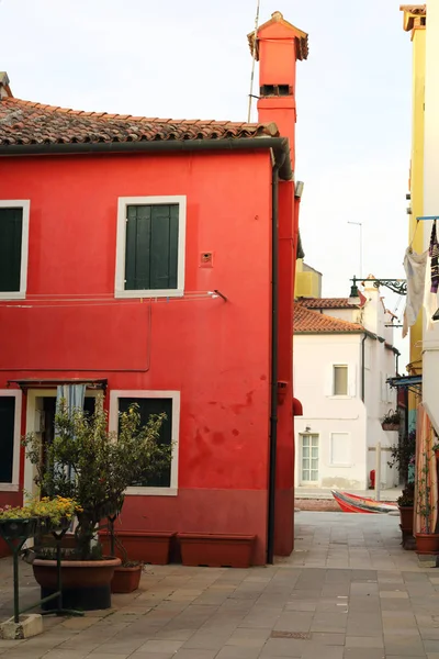 Burano Veneto Italien April 2019 Färgglada Burano Island Vid Solnedgången — Stockfoto