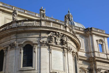 Roma, İtalya - 17 Nisan 2019: Santa Maria Maggiore (AzizE Meryem Ana Kilisesi) Papalık Bazilikası, Piazza dell'Esquilino'daki en büyük Katolik Marian kilisesidir.