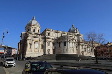 Roma, İtalya - 17 Nisan 2019: Santa Maria Maggiore (AzizE Meryem Ana Kilisesi) Papalık Bazilikası, Piazza dell'Esquilino'daki en büyük Katolik Marian kilisesidir.
