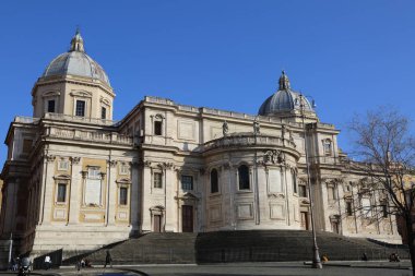 Roma, İtalya - 17 Nisan 2019: Santa Maria Maggiore (AzizE Meryem Ana Kilisesi) Papalık Bazilikası, Piazza dell'Esquilino'daki en büyük Katolik Marian kilisesidir.