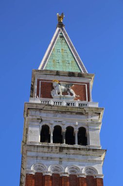 Venedik 'teki St. Mark Campanile Katedrali Kulesi.