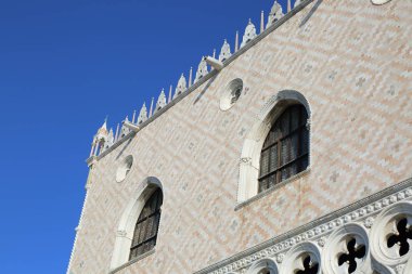 Venedik, Veneto, Italya-19 Nisan 2019: Doge Palace sanat detayları. 