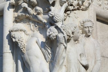 Venedik, Veneto, Italya-19 Nisan 2019: Doge Palace sanat detayları. 