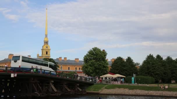 Санкт Петербург Росія Червня 2019 Вид Невеликий Міст Через Неву — стокове відео