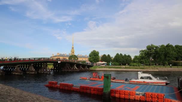 Sint Petersburg Rusland Juni 2019 Uitzicht Een Kleine Brug Neva — Stockvideo