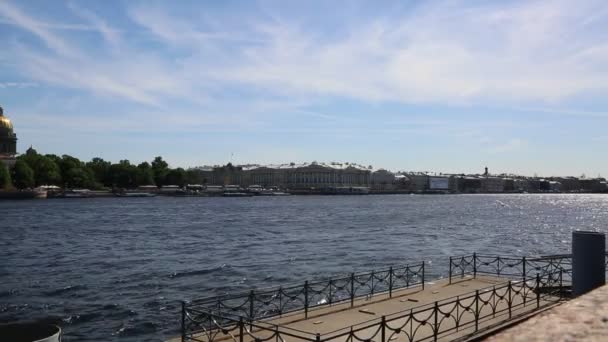Sankt Petersburg Ryssland Juni 2019 Utsikt Över Hamnen Och Floden — Stockvideo