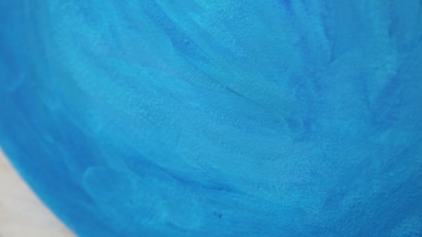 手绘蓝色丙烯酸纹理背景作为抽象的当代艺术绘画 所选焦点 模糊散景 — 图库视频影像