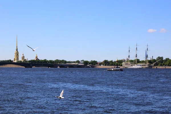 サンクトペテルブルク ロシア 2019年6月16日 夏晴れた日にネバ川とピーターとポール要塞の美しい景色 — ストック写真