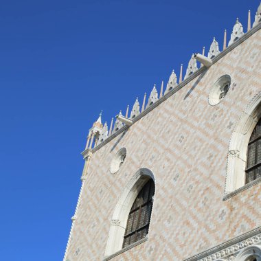 Venedik, Veneto, Italya-19 Nisan 2019: Doge Palace sanat detayları. 