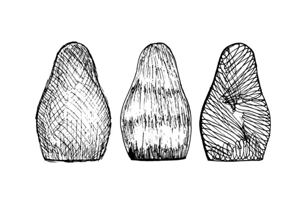 Набор Трех Чернильных Матрешек Символ России Русской Культуры — стоковое фото