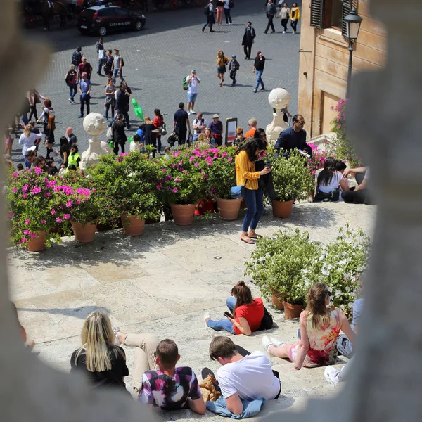 Roma Itália Abril 2019 Escadaria Espanhola Piazza Spagna Trinita Dei — Fotografia de Stock