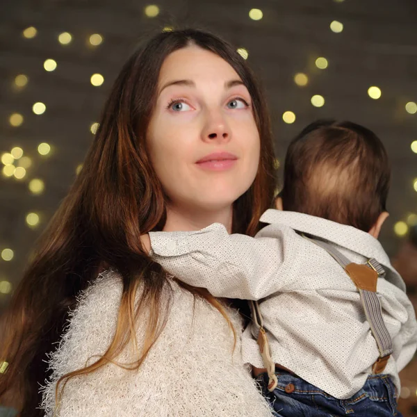 Moeder Baby Vakantie Van Kerstmis — Stockfoto